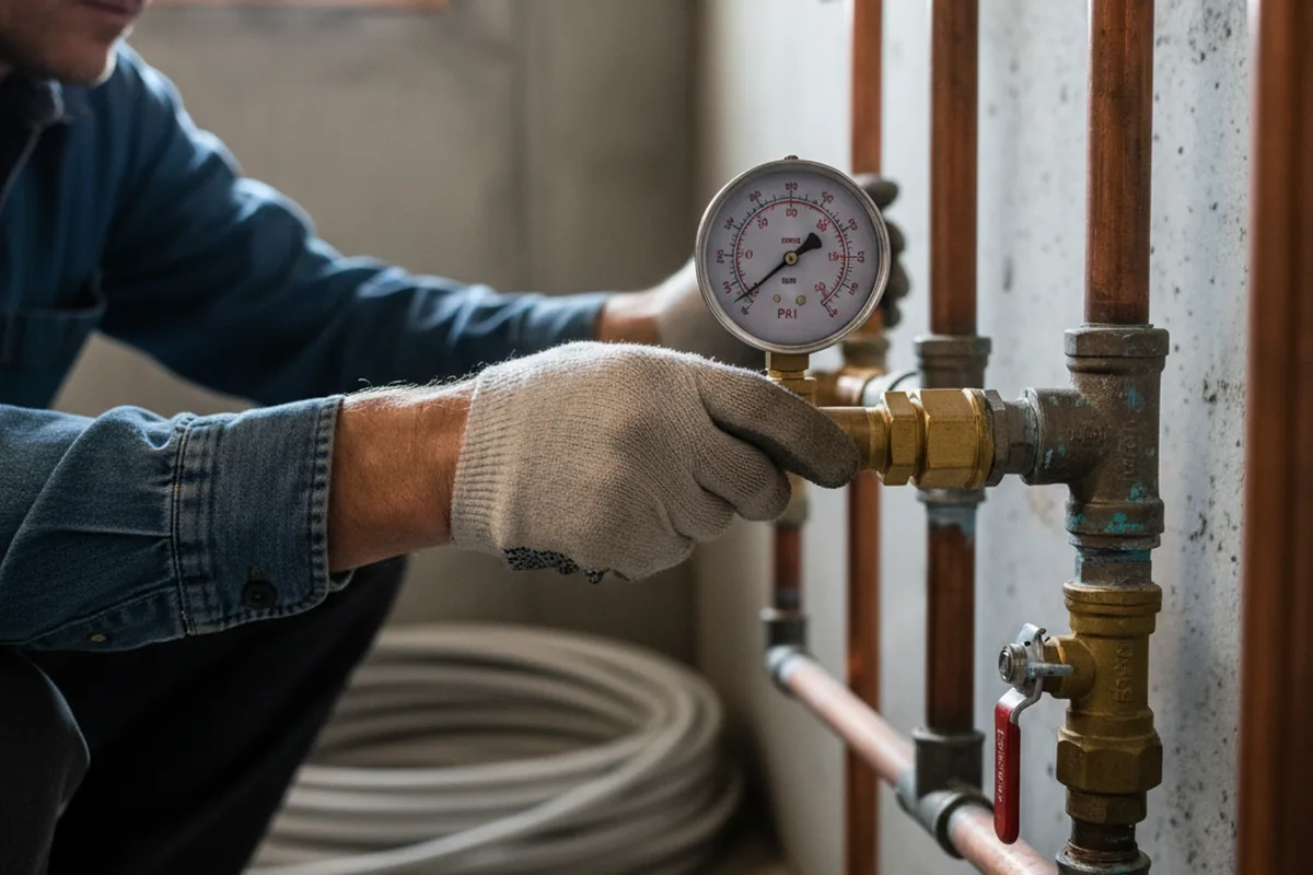 Pressure testing a repaired line during Water Line Repair in Tovey